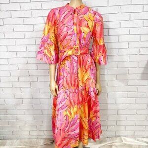 FARM Rio “Pink Ombre Bananas” Midi Dress – Size M – Tropical Statement Piece